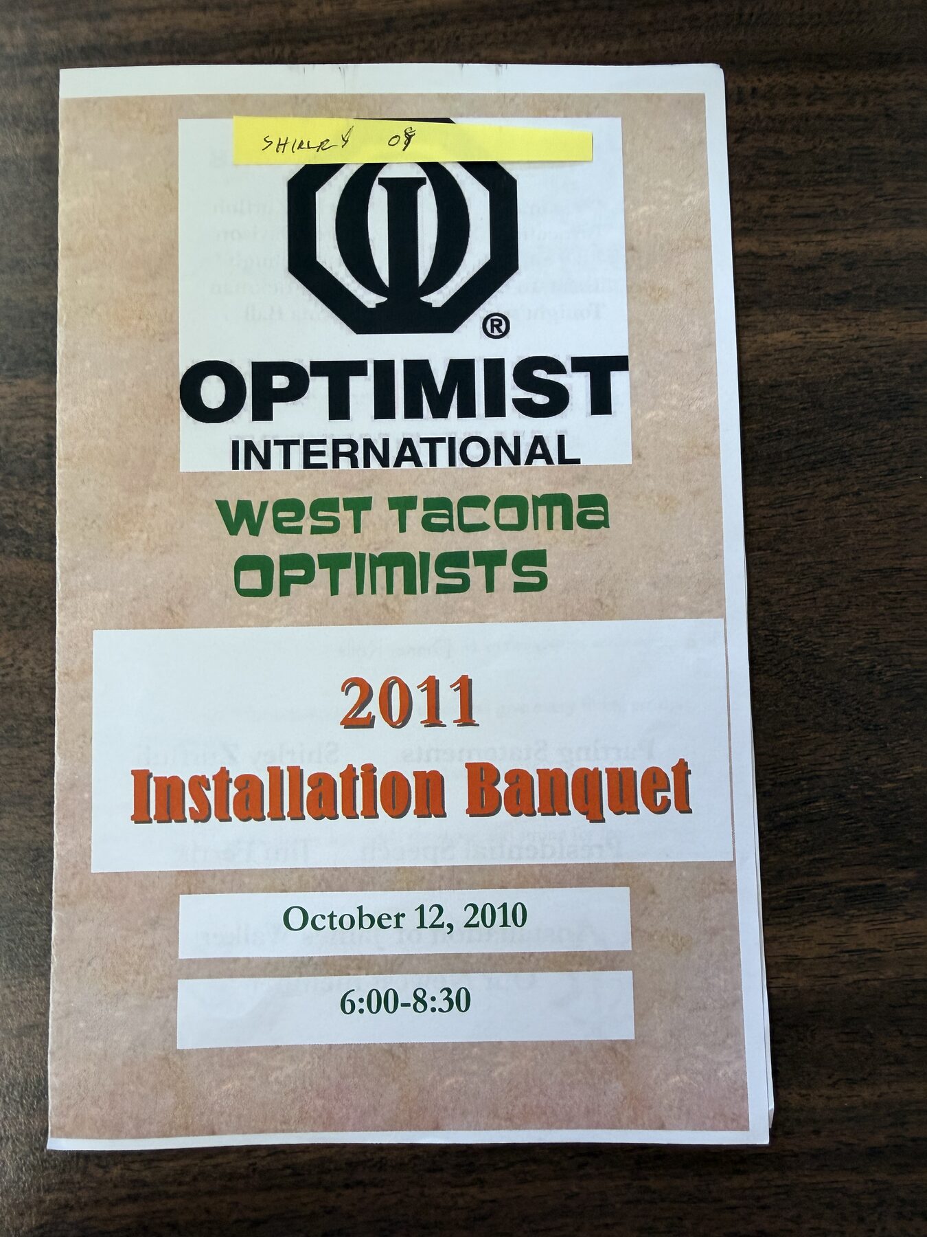2011 Installation Banquet Program