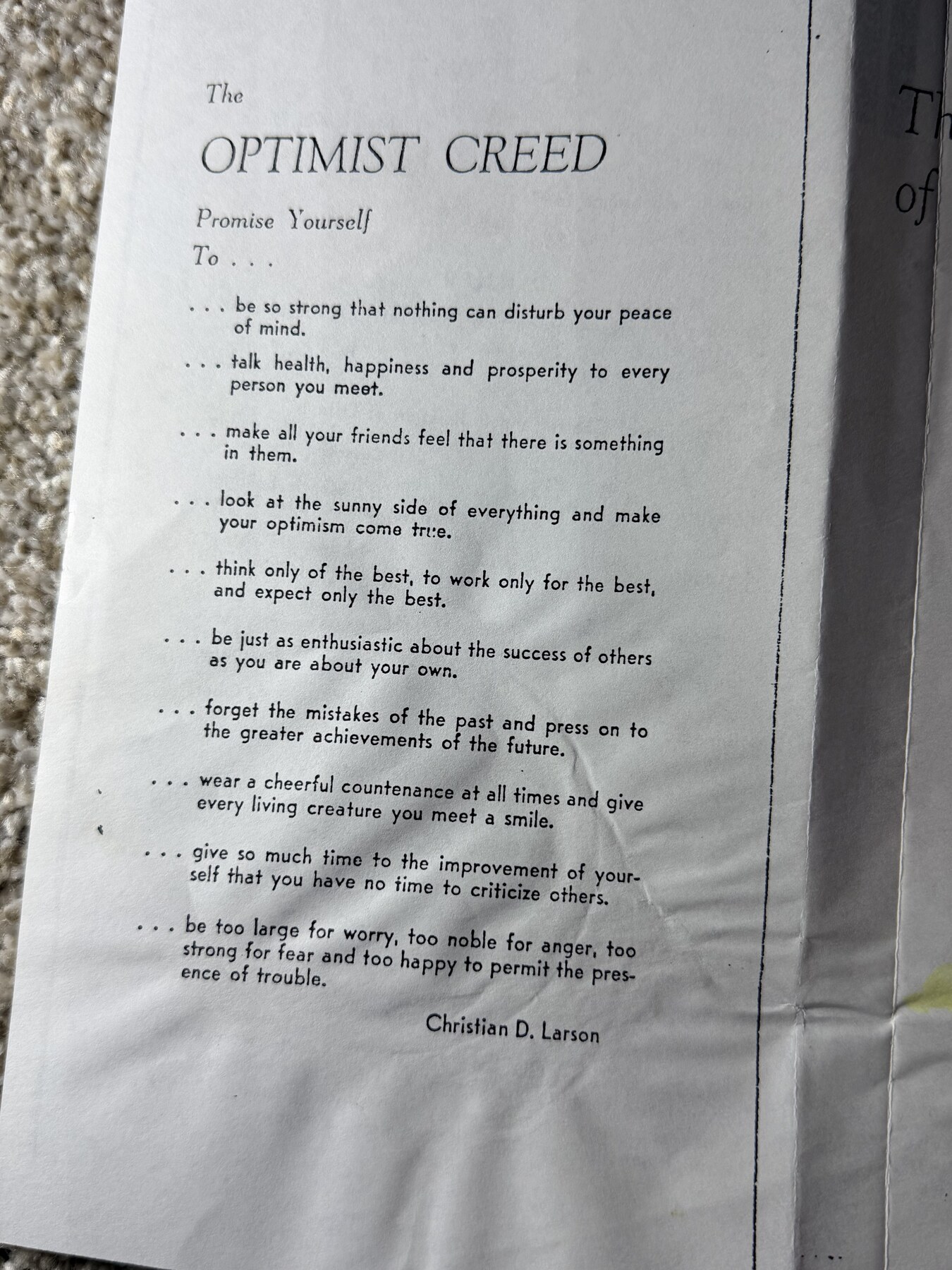 The Optimist Creed