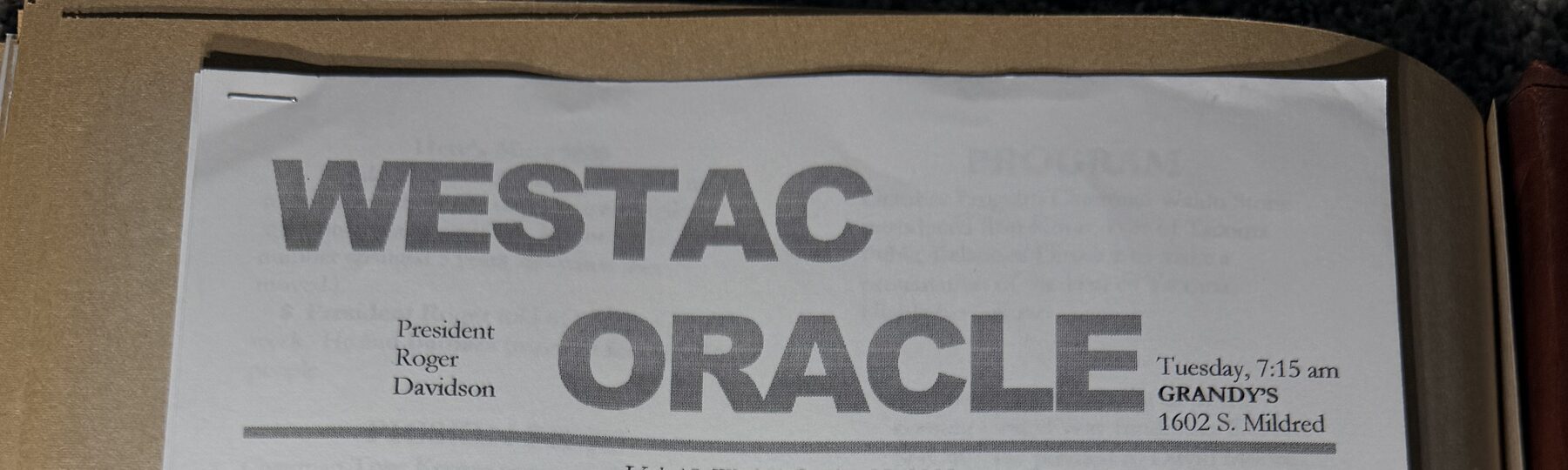WESTAC Oracle, October 22, 2002
